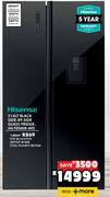 Hisense 514Ltr Black Side-By-Side Glass Fridge H670SMIB WD