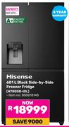 Hisense 601L Black Side By Side Freezer/Fridge H780SB-IDL