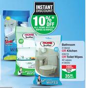 Home Butler Bathroom Or Kitchen Or Toilet Wipes 40 Wipes-Each