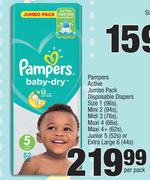 Pampers Active Jumbo Pack Disposable Diapers-Per Pack