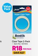 Bostik Clear Tape 2 Pack-Per Pack