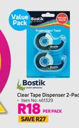 Bostik Clear Tape Dispenser 2 Pack-Per Pack