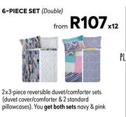 Easy-Care Microfibre Polyester 6 Piece Duvet Set (Double)