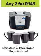 Mainstays 4 Pack Glazed Mugs Assorted-For Any 2