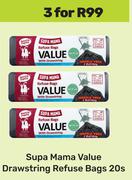 Supa Mama Value Drawstring Refuse Bags-For 3 x 20s