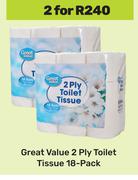Great Value 2 Ply Toilet Tissue 18 Pack-For 2