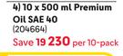 10 x 500ml Premium Oil SAE 40
