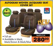 Autogear 9 Piece Woven Jacquard Seat Cover Set SA492/3/4