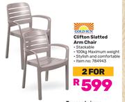 Gold Sun Clifton Slatted Arm Chair-For 2