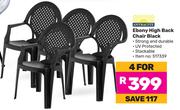 Antracite Ebony High Back Chair Black-For 4
