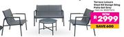 Terrace Leisure Steel KD Design Sling Patio Set Grey