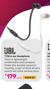JBL T110 In Ear Headphone-Each
