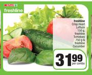 Spar Freshline Crisp Heart Lettuce 150g,Freshline Tomatoes 750g & Freshline Cucumber-Per Combo