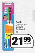 Oral B Classic Care Medium Toothbrush-2s Per Pack