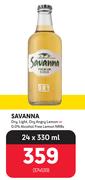 Savanna Dry-Light, Dry Angry Lemon Or 0% Alcohol Free Lemon NRBs-24 x 330ml