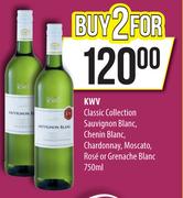 KWV Classic Collection Sauvignon Blanc,Chenin Blanc,Chardonnay,Moscato,Rose Or Grenache Blanc-2x750m