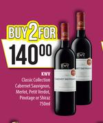 KWV Classic Collection Cabernet Sauvignon, Merlot, Petit Verdot, Pinotage Or Shiraz-For 2 x 750ml