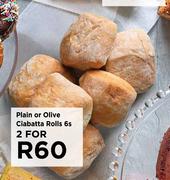 Plain Or Olive Ciabatta Rolls-For 2 x 6s