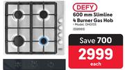 Defy 600mm Slimline 4 Burner Gas Hob DHG133