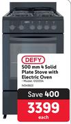 Defy 500mm 4 Solid Plate Stove With Electric Oven DSS554