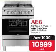 AEG 600mm 4 Burner With Gas Oven 10306GM-MN