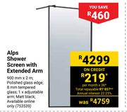 Alps Shower Screen With Extended Arm 753539