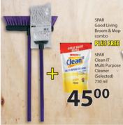 Spar Good Living Broom & Mop Plus Free Spar Clean IT Multi Purpose Cleaner (Selected)-750ml