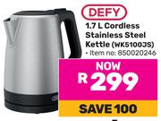 Defy 1.7L Cordless Stainless Steel Kettle (WK5100JS)