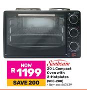 Sunbeam 20L Compact Oven With 2 Hotplates SCO-200