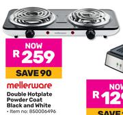 Mellerware Double Hotplate Powder Coat Black & White