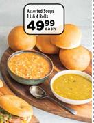Assorted Soups 1L & 4 Rolls-Each