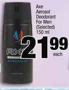 Axe Aerosol Deodorant For Men(Selected)-150ml Each