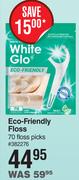 White Glo Eco Friendly Floss 70 Floss Picks