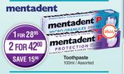 Mentadent Toothpaste Assorted-100ml