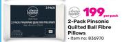 Always Home 2 Pack Pinsonic Quilted Ball Fibre Pillows-Per Pack