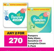 Pampers Baby Wipes Sensitive Or Complete Clean 4 Pack-For Any 2