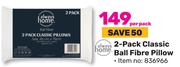 Always Home 2 Pack Classic Ball Fibre Pillow-Per Pack