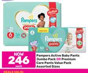 Pampers Active Baby Pants Jumbo Pack Or Premium Care Pants Value Pack Assorted Sizes-Each
