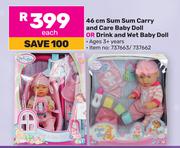 46cm Sum Sum Carry And care Baby Doll Or Drink & Wet Baby Doll-Each