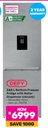 Defy 348L Bottom Freezer/Fridge With Water Dispenser DAC645