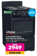Univa 4-Plate Cable Stove (Black) 500mm U405-1