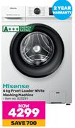 Hisense 6Kg Front Loader White Washing Machine 823281