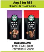 Robertsons Braai & Grill Spice (All Variants)-For  Any 2 x 200g