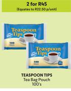 Teaspoon Tips Tea Bags Pouch-For 2 x 100's