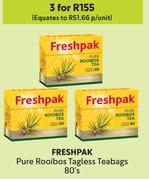 Freshpak Pure Rooibos Tagless Teabags-For 3 x 80's