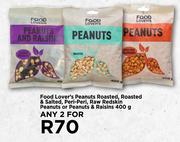 Food Lover's Peanuts Roasted,Roasted & Salted,Peri Peri,Raw Redskin Peanuts-For Any 2 x 400g