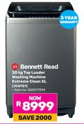Bennett Read 20Kg Top Loader Washing Machine Extreme Clean XL JCW121