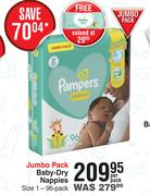 Pampers Baby Dry Nappies Jumbo Pack-Per Pack