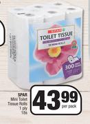 Spar Mini Toilet Tissue Rolls 1 Ply-18s Per Pack