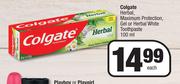 Colgate Herbal,Maximum Protection,Gel Or Herbal White Toothpaste-100ml Each